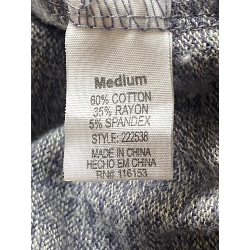 Poof! Soft Cozy Knit Blue Grey Heather Cold Shoulder Pullover Hoodie Size S - Picture 10 of 11